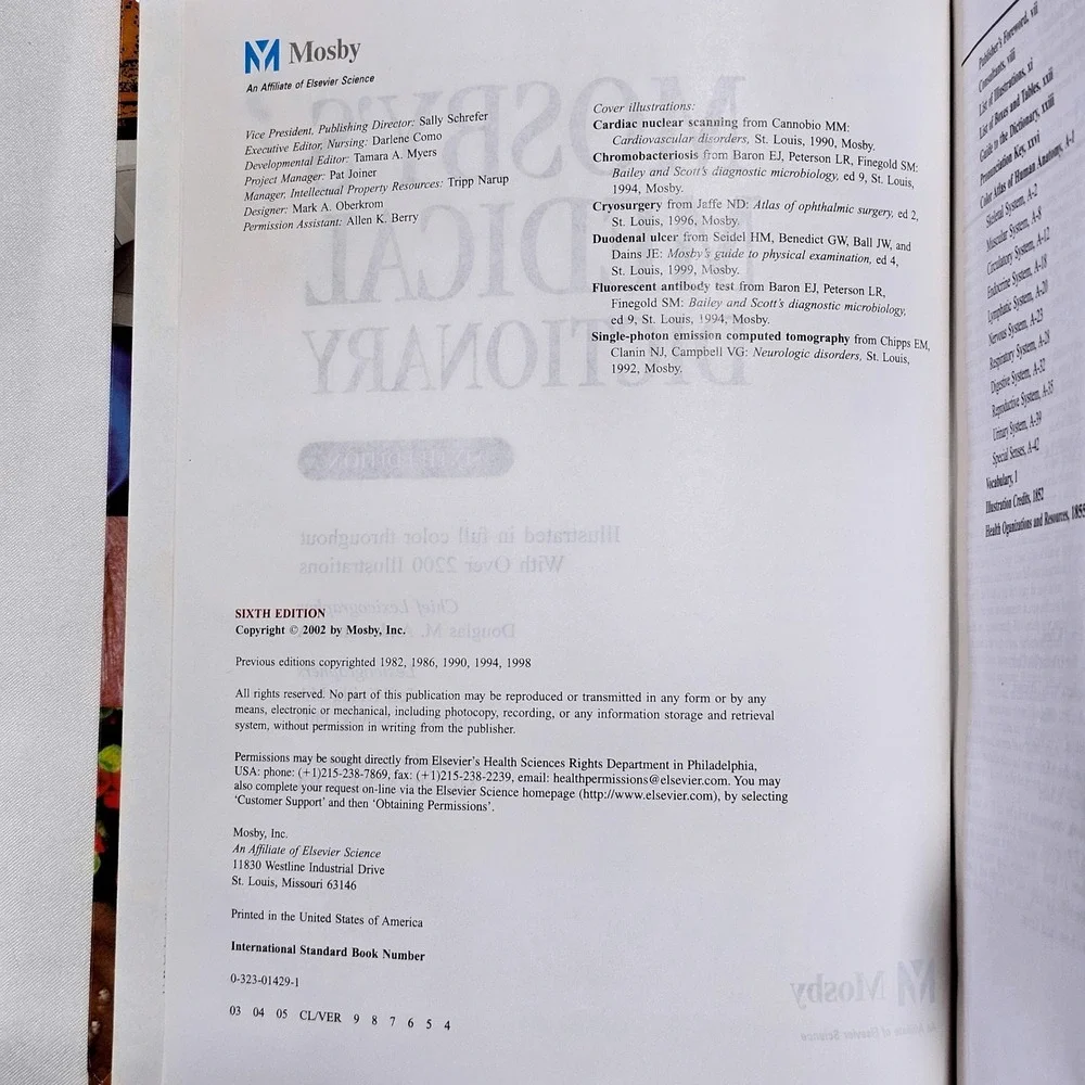 Mosby's‎ Medical Dictionary 6th Edition Hardcover Reference Textbook 2002